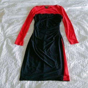 Ralph Lauren Duo Color Slim Fit Evening Dress